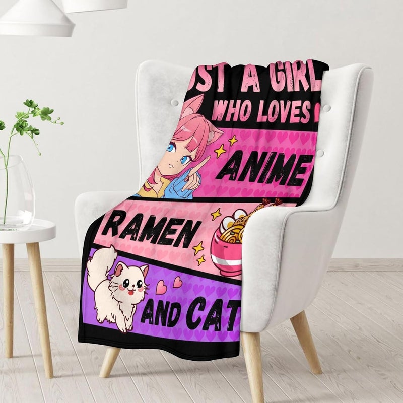 FLEXIMX Girls Blanket Gifts - 40x50 Inches Cute Throw Blanket for Kids Teens - Soft Flannel Throws for Casual - Black Blankets for Couch Sofa Travel - Image 3